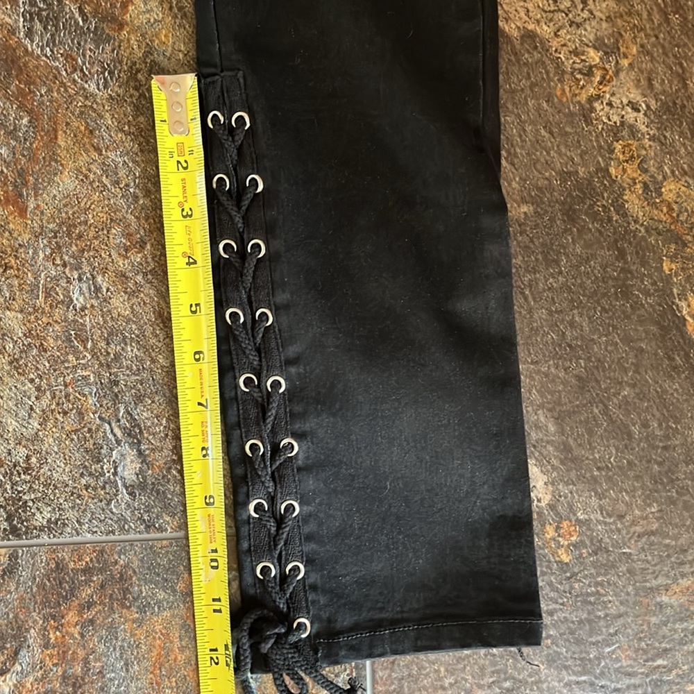 New Mitzi Michel black high rise lace up leg goth punk grunge skinny jean. 11 - Picture 11 of 11